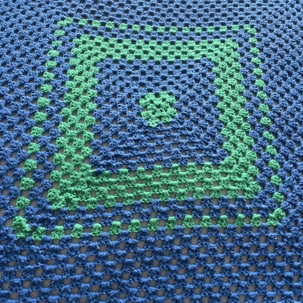 VTG Handmade Crochet Afghan Blanket Continuous Granny Square Pattern 66